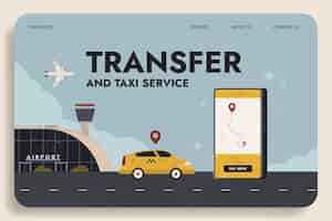 Vecteur gratuit page de destination du service en ligne de taxi