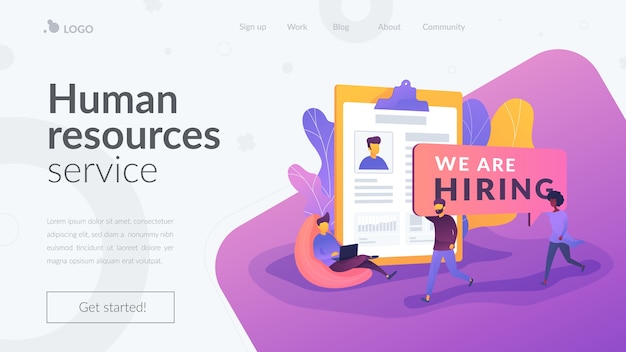 Vecteur gratuit page de destination du service des ressources humaines