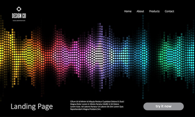 Page De Destination Du Site Web Abstrait Avec Un Design D'ondes Sonores Colorées