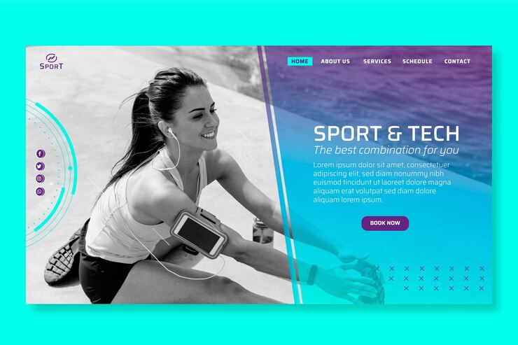 Vecteur gratuit page de destination du sport et de la technologie