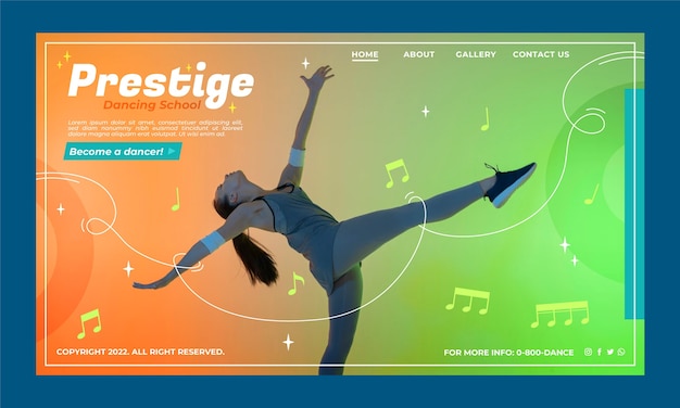 Vecteur gratuit page de destination de l'école de danse design plat