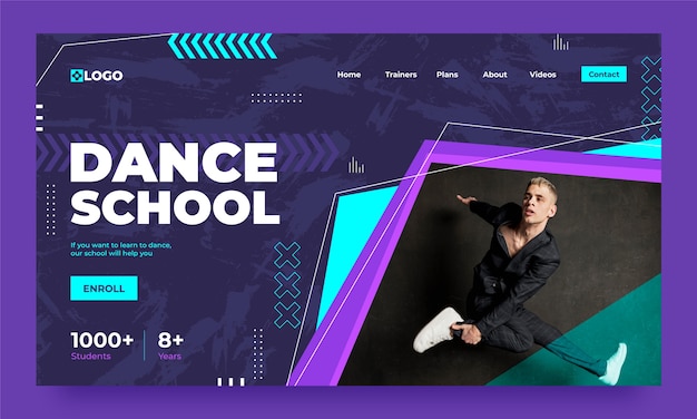 Page de destination de l'école de danse design plat