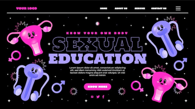 Vecteur gratuit page de destination de l'éducation sexuelle dégradée