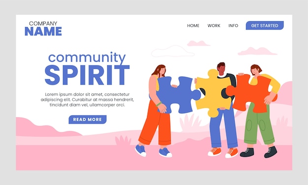 Vecteur gratuit page de destination de l'esprit communautaire dessinée à la main