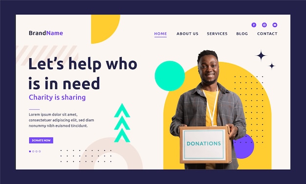 Vecteur gratuit page de destination de l'événement caritatif plat