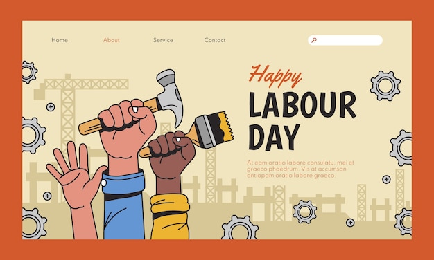 Vecteur gratuit page de destination de la fête du travail dessinée à la main