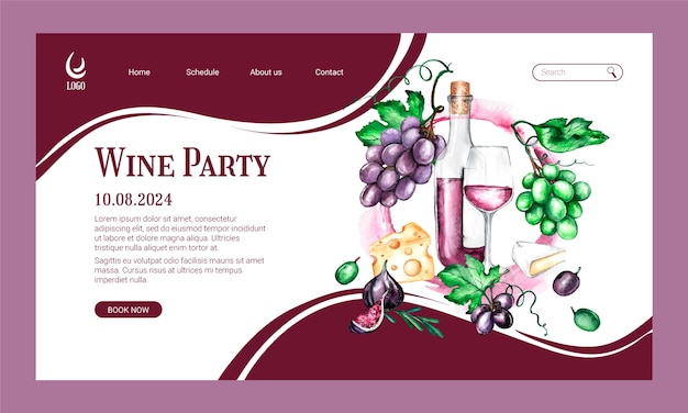 Page De Destination De La Fête Du Vin Aquarelle