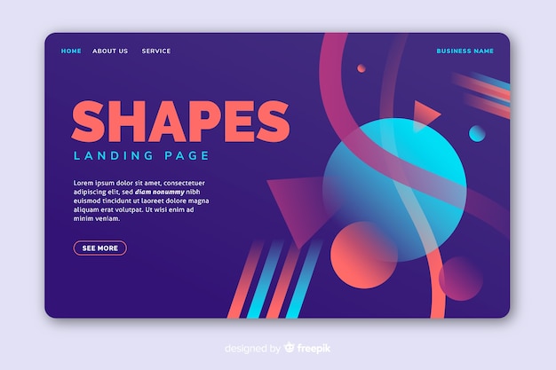 Vecteur gratuit page de destination de formes géométriques aux couleurs vives