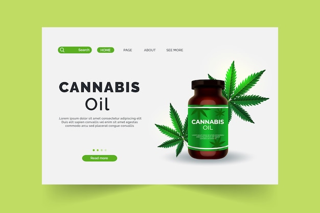 Vecteur gratuit page de destination de l'huile de cannabis