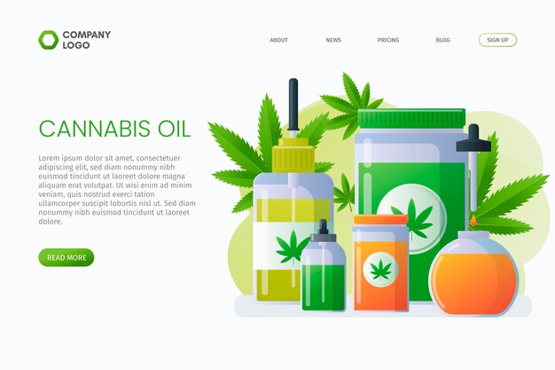 Vecteur gratuit page de destination de l'huile de cannabis