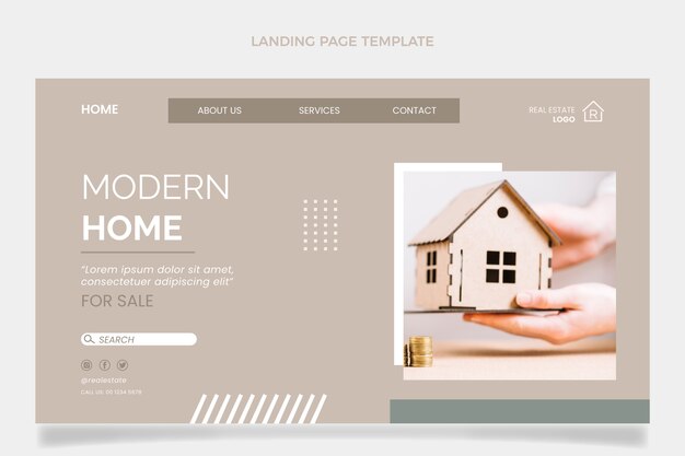 Page de destination de l'immobilier géométrique abstrait design plat