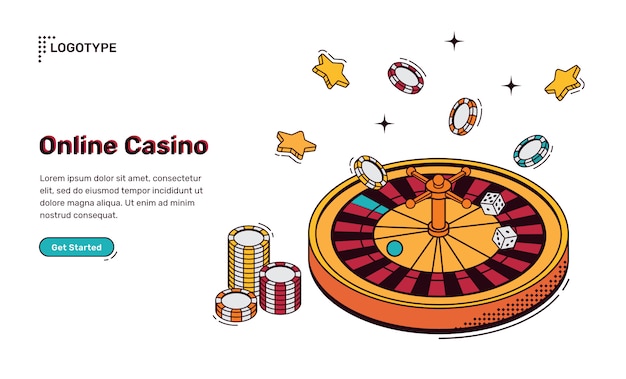 Vecteur gratuit page de destination isométrique de casino en ligne, bannière web