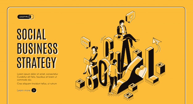 Page De Destination Isométrique De Croissance Des Entreprises Sociales