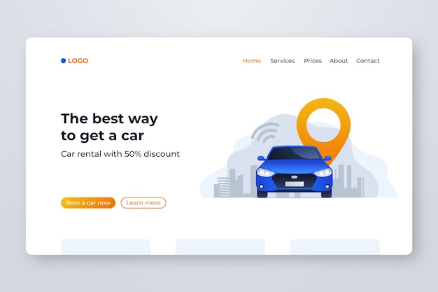 Vecteur gratuit page de destination de la location de voiture en dégradé