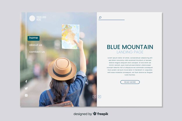 Vecteur gratuit page de destination avec marketing photo en ligne