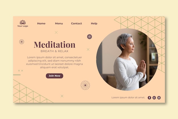 Vecteur gratuit page de destination de la méditation et de la pleine conscience