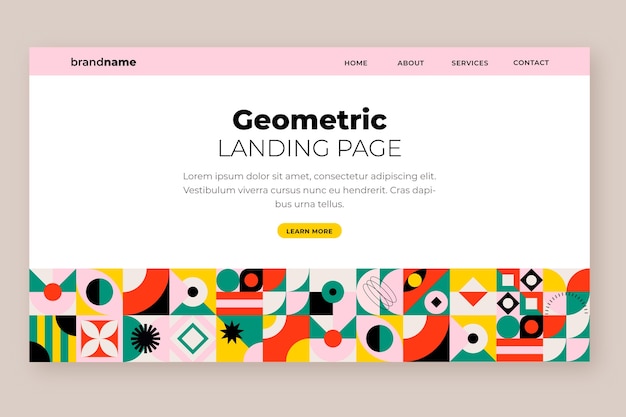 Vecteur gratuit page de destination de motif géométrique design plat