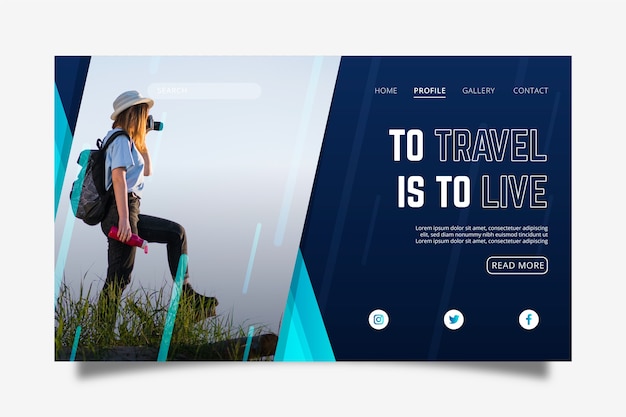 Vecteur gratuit page de destination avec photo