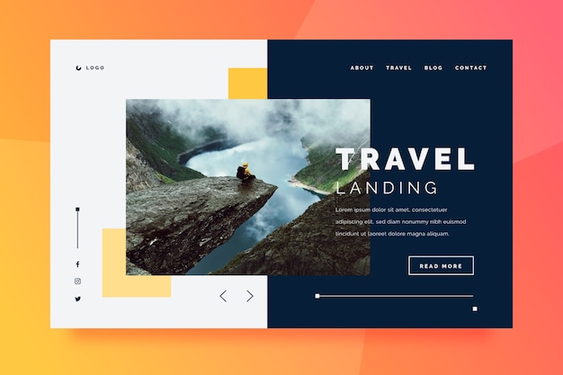 Vecteur gratuit page de destination avec photo