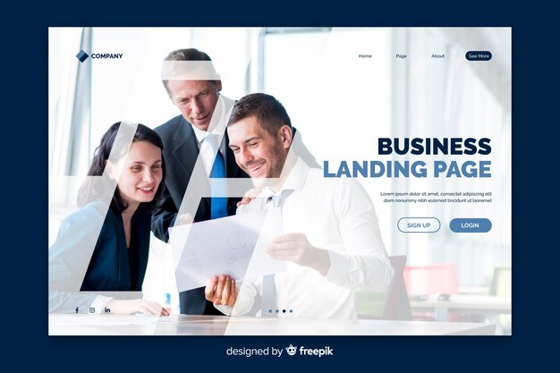 Page de destination avec photo