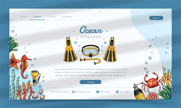 Vecteur gratuit page de destination de plongée dessinée à la main