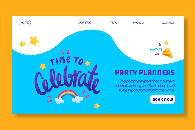 Vecteur gratuit page de destination pour l'anniversaire des enfants