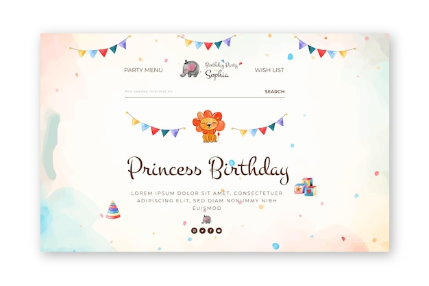 Vecteur gratuit page de destination pour l'anniversaire des enfants