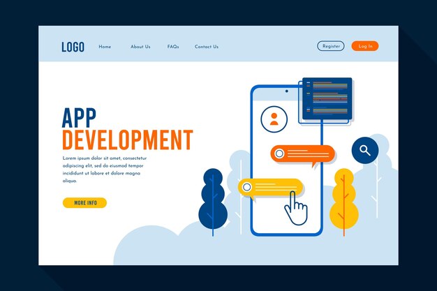 Page De Destination Pour Le Développement D'applications