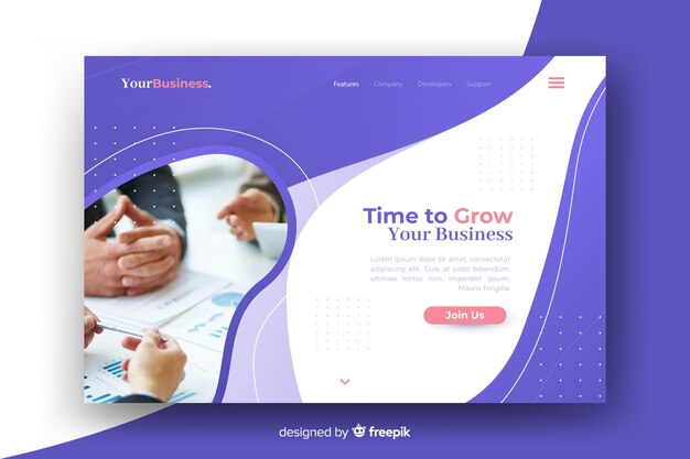Page de destination professionnelle avec image