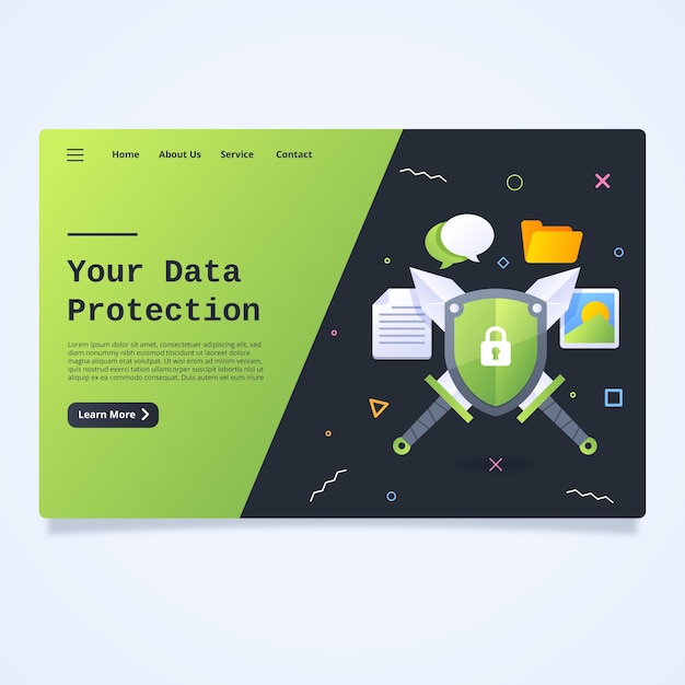 Vecteur gratuit page de destination de protection des données