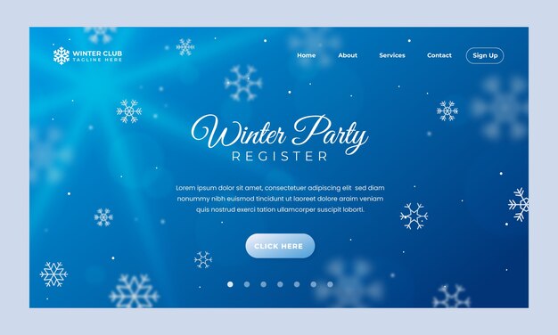 Vecteur gratuit page de destination réaliste de la fête d'hiver