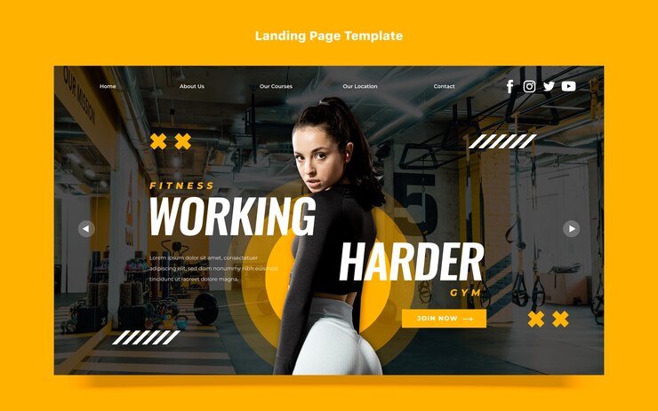 Vecteur gratuit page de destination de remise en forme design plat