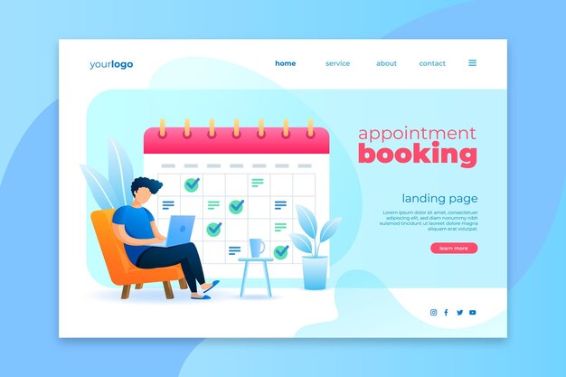 Page de destination de réservation de rendez-vous