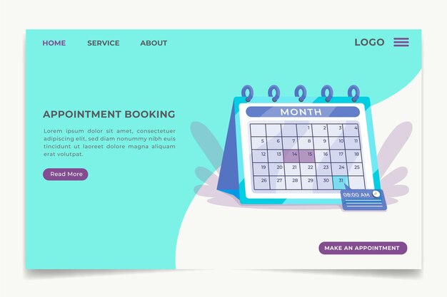 Page de destination de réservation de rendez-vous