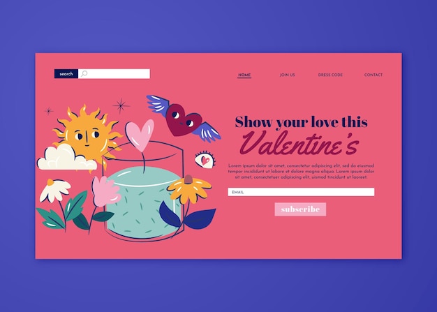 Vecteur gratuit page de destination de la saint-valentin dessinée à la main