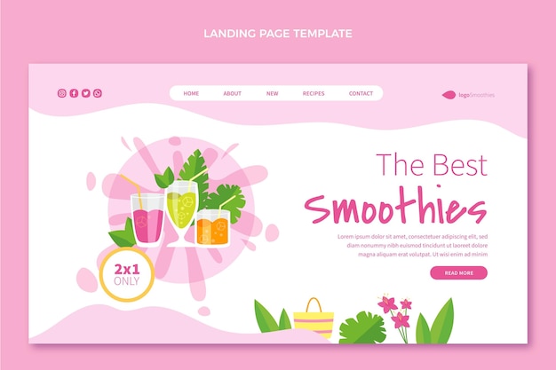 Vecteur gratuit page de destination des smoothies au design plat