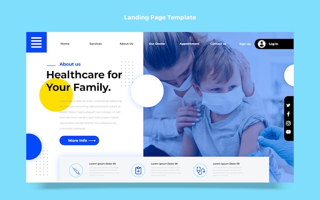 Vecteur gratuit page de destination des soins médicaux au design plat