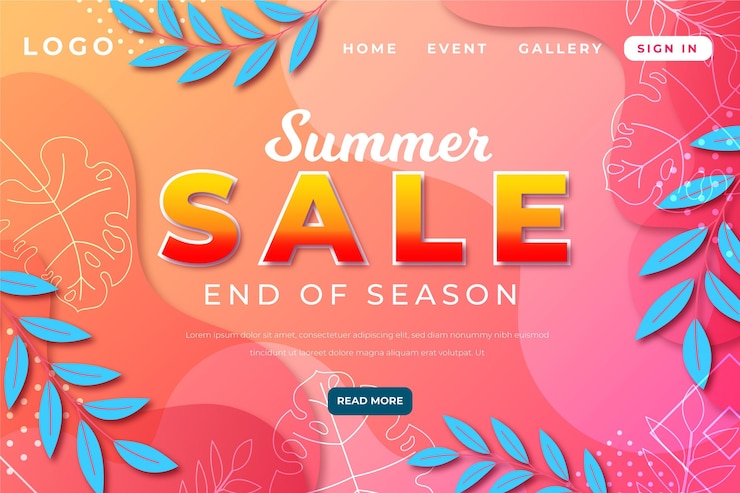 Vecteur gratuit page de destination des soldes d'été de fin de saison