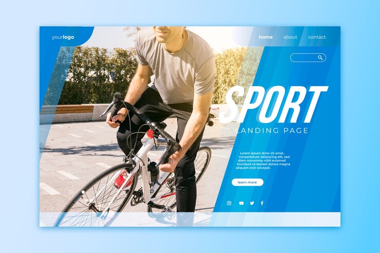 Vecteur gratuit page de destination sport avec photo