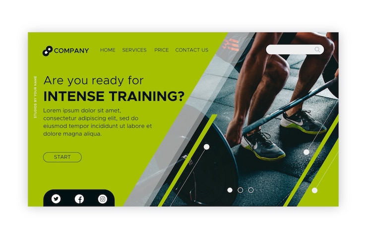 Vecteur gratuit page de destination sportive avec photo