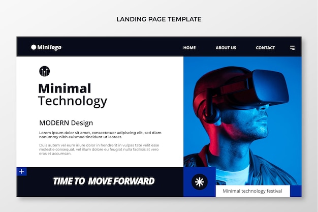 Vecteur gratuit page de destination de technologie minimale de conception plate