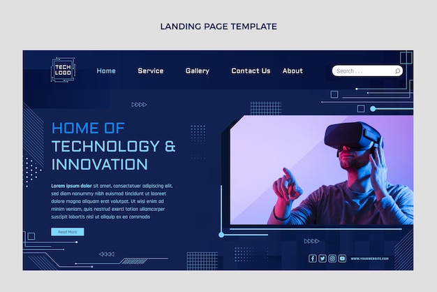 Vecteur gratuit page de destination de technologie minimale de conception plate