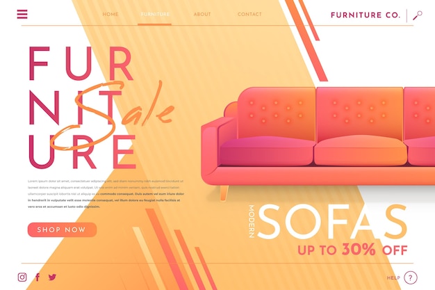 Vecteur gratuit page de destination de la vente de meubles dégradés