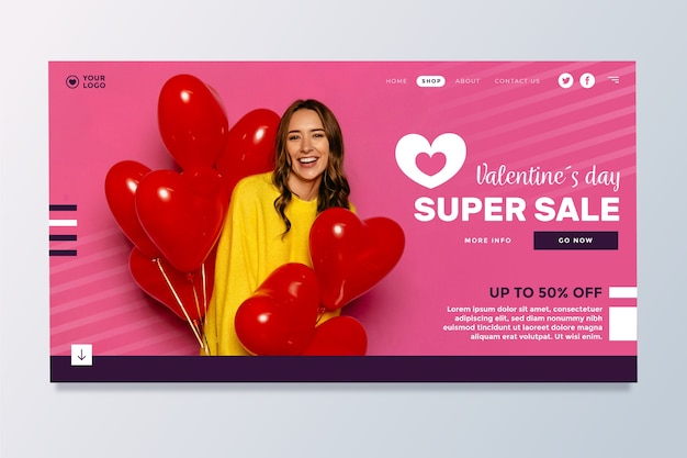 Vecteur gratuit page de destination de la vente de la saint-valentin