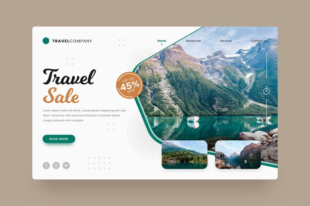 Page de destination de la vente de voyages avec photo