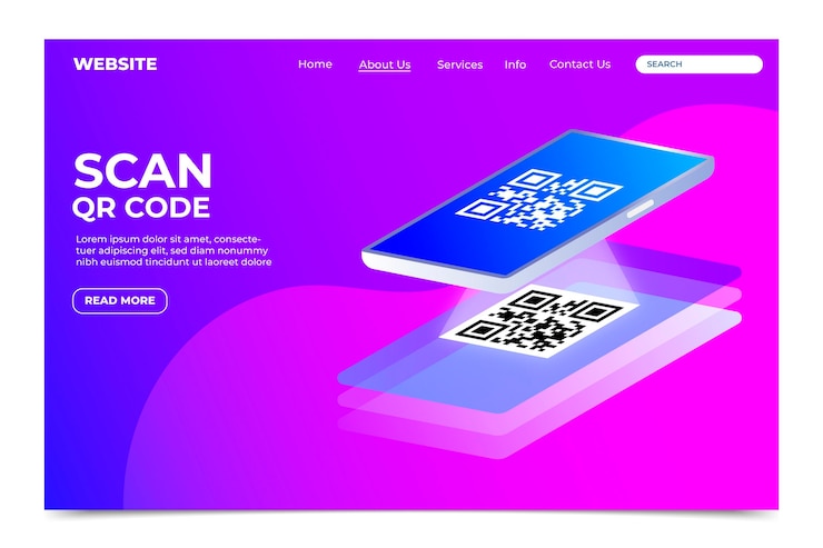 Vecteur gratuit page de destination de la vérification du code qr