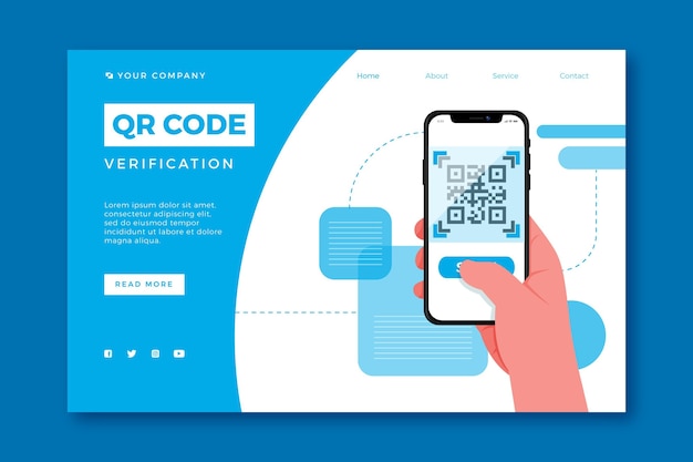 Vecteur gratuit page de destination de vérification du code qr