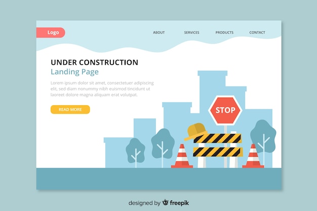 Vecteur gratuit page de destination web en construction