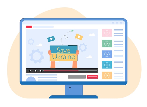 Vecteur gratuit page du site web avec une vidéo de soutien sur l'ukraine