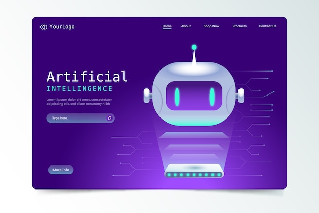 Vecteur gratuit page de renvoi avec intelligence artificielle